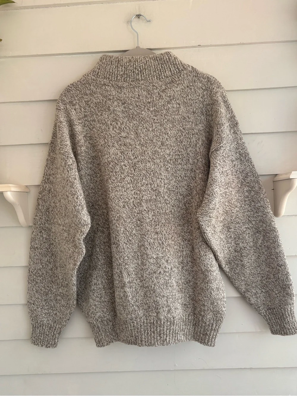 Oakbrook Vintage Heather Tan & Cream Heavy Knit Mock Neck Sweater Men’s Size XL